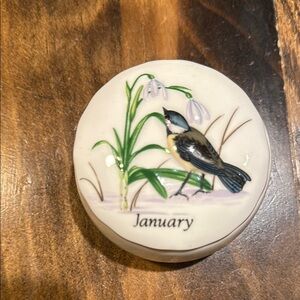 ENESCO DESIGNED GIFTWARE Bird and Flower Ceramic Trinket